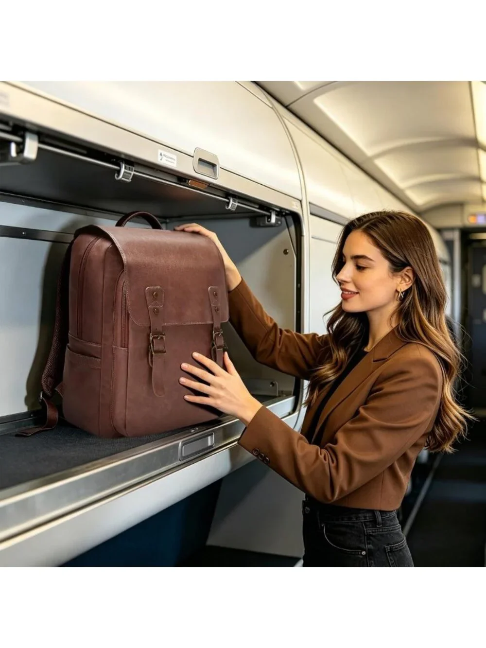 Vintage Waterproof Leather Backpack for Men & Women, 15.6